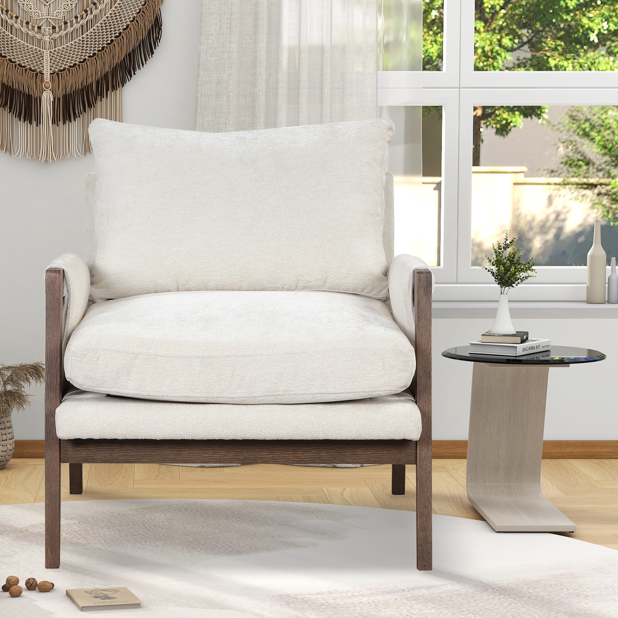 White Lounge Chair Upholstered Arm Chair Velvet Dining Chair Side Chair