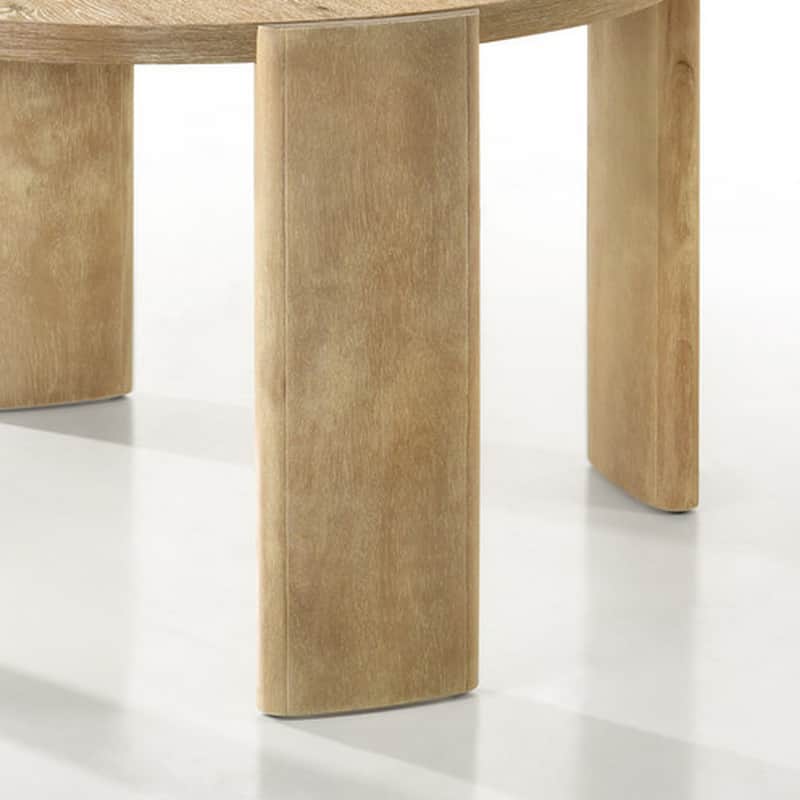 Bowny 47 Inch Dining Table, Round Top, Natural Oak Brown Finish, Solid Wood