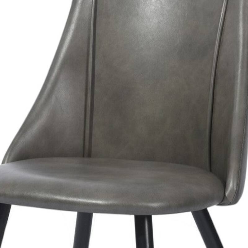 HomeRoots Set of Two Gray Black and Gold Upholstered Faux Leather Dining Side Chairs - 19.70 in. x 32.70 in. x 19.70 in.