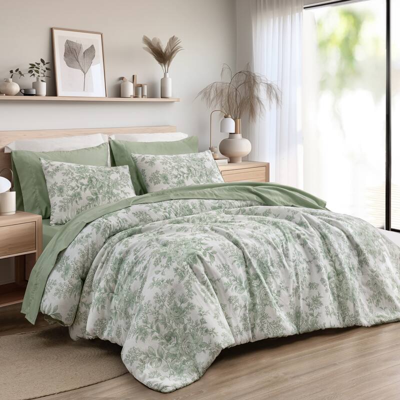 Wonderful Floral Comforter Set Bag in A Bag 7 Piece Set