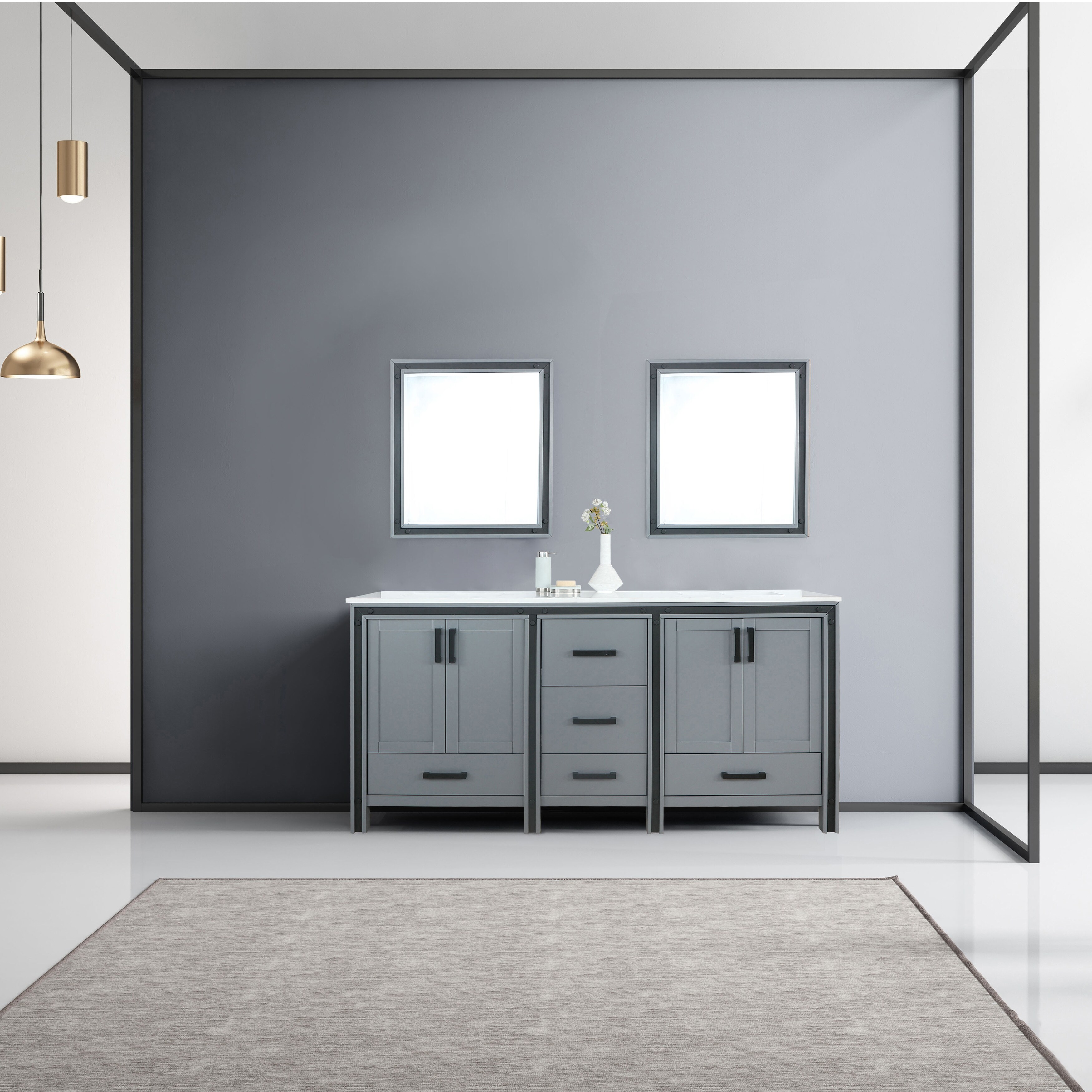 Lexora Ziva 72 Inch Double Bathroom Vanity Countertop Sink And Mirror