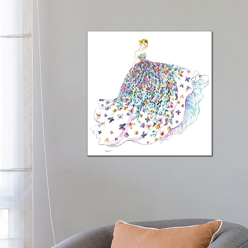 iCanvas "Flower Butterfly Dress" by Sunny Gu Canvas Print - 26x26x1.5