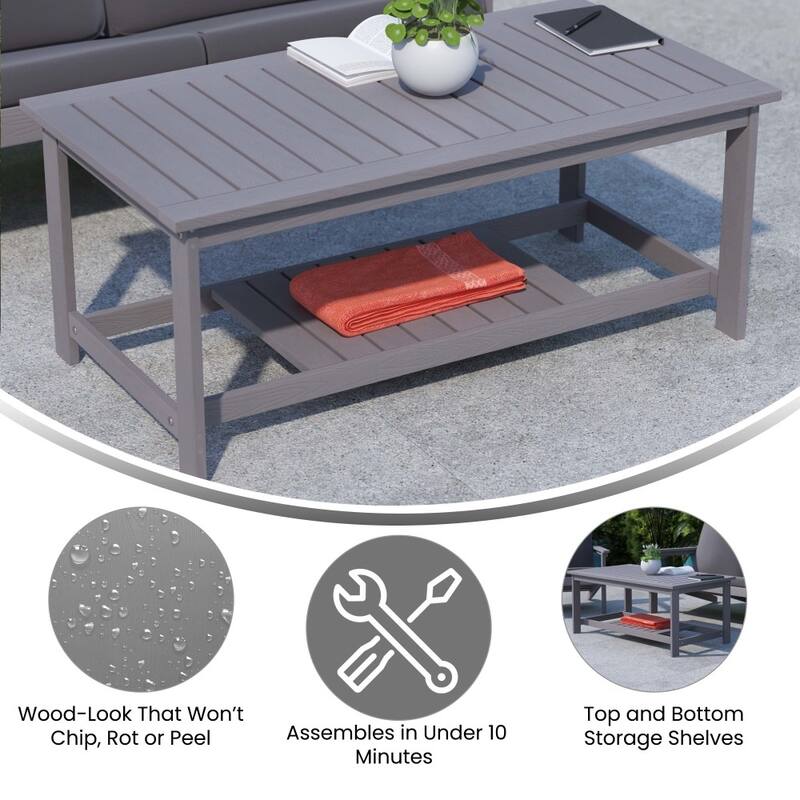 Indoor/Outdoor Poly Resin 2-Tier Adirondack Coffee Table