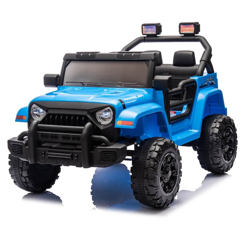 Ride on Truck Car with Removable Steering Wheel, Electric Car for Kids with LED Lights, Blue Battery Powered Electric Car - Blue