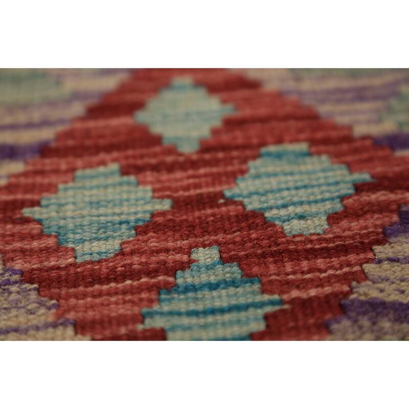 South Western Style Kilim Oriental Rug Hand-Woven Wool Carpet - 9'8" x 13'1"