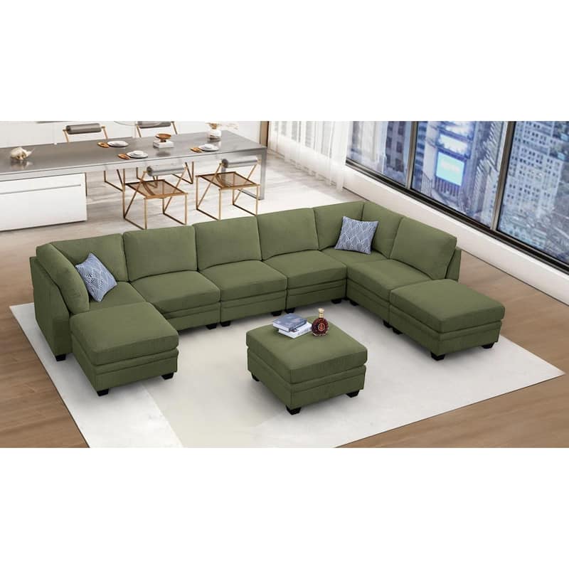 9 PCS Corduroy Flexible Combination Sectional Sofa