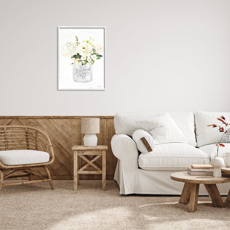 Stupell Handmade Soap Co. Farmhouse White Florals Country Bouquet Framed Wall Art - Pink