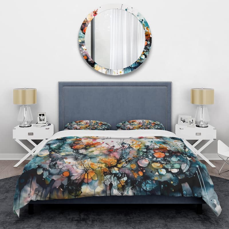 Designart "Captivating Boho Dance II" Blue Bohemian - Bedding Cover Set With Shams
