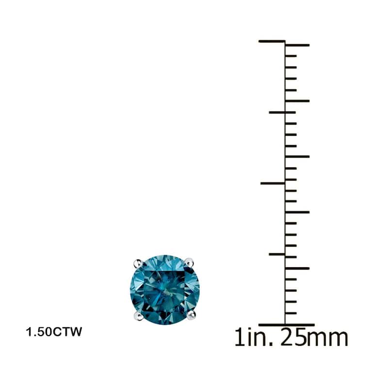 Auriya 1/2ct to 2ct TW Round Blue Diamond Stud Earrings 14k White Gold (I1-I2) - 1.50ctw