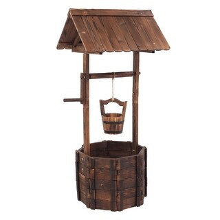 Outdoor Decoration Wooden Wishing Well Flowerpot