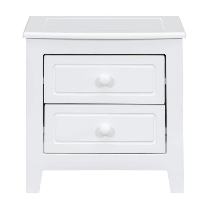 Roomfitters 2-Drawer Nightstand for Bedroom, Mid-Century Retro Bedside Table with Classic Design