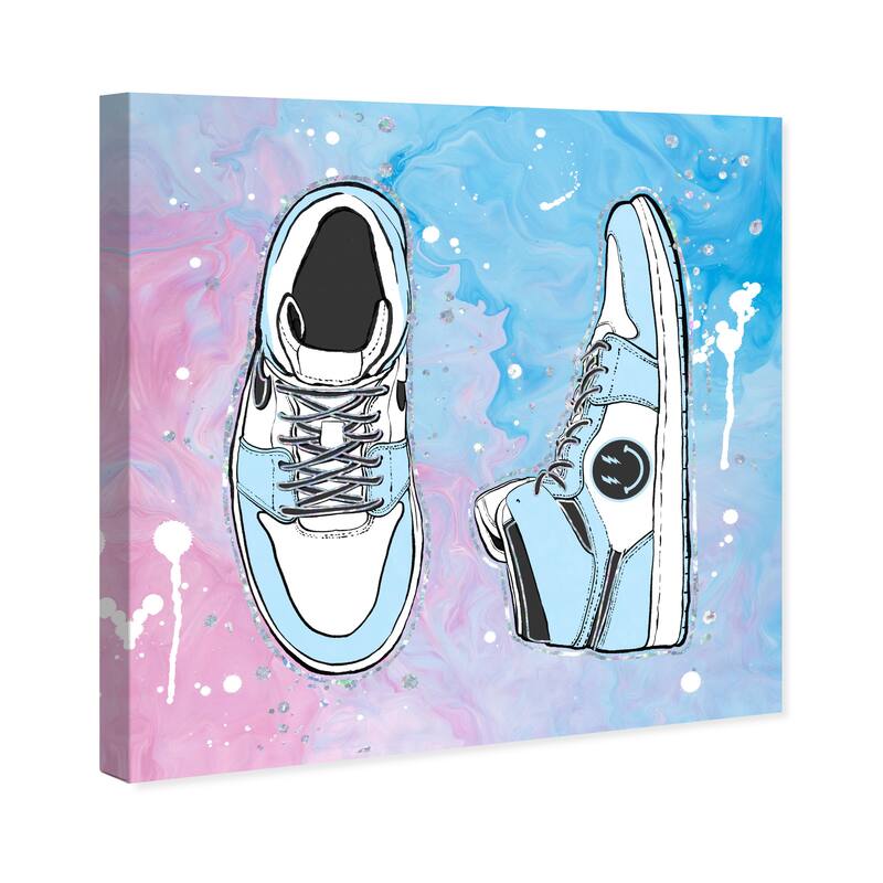 Wynwood Studio Canvas Fashion and Glam Preppy Sneakers Blue and Pastel Blue Modern & Contemporary Wall Art Canvas Print