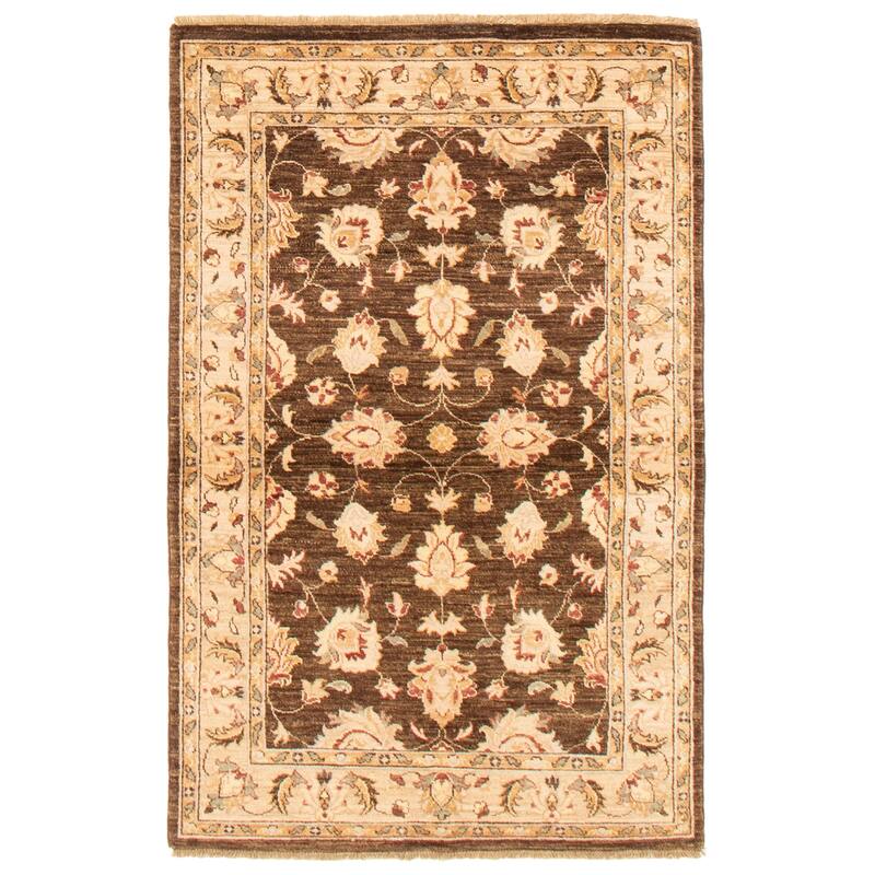 ECARPETGALLERY Hand-knotted Peshawar Oushak Dark Brown Wool Rug - 4'0 x 6'3 - Dark Brown - 4'0 x 6'3