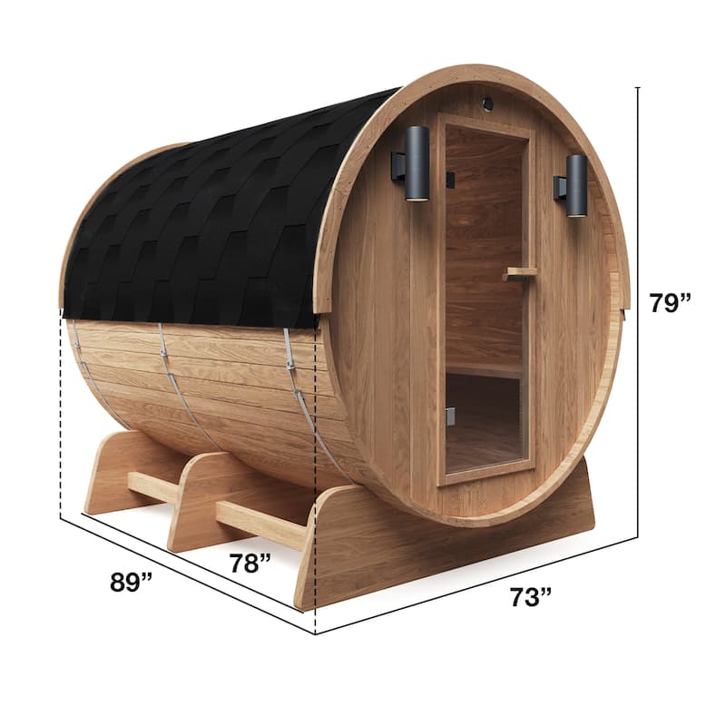 ALEKO Outdoor 8 person Red Cedar Wood Dry Wet Barrel Sauna with Heater and Roof