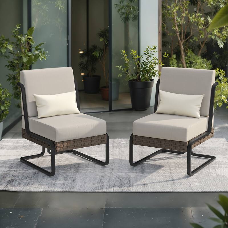 Corvus Akrotiri Outdoor Wicker Club Chair Set (Set of 2) with Olefin Cushions