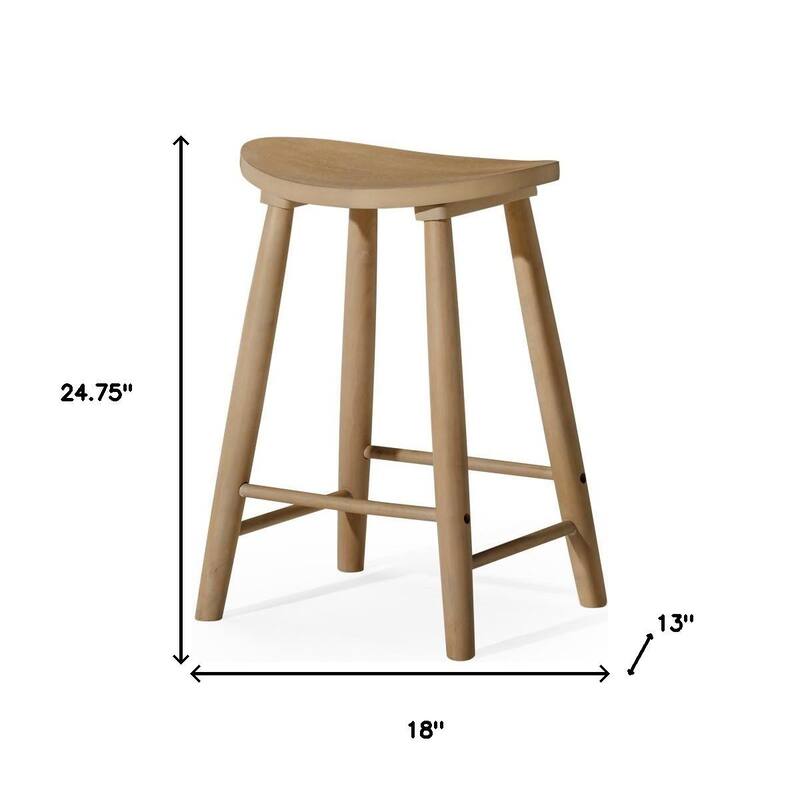 HomeRoots 25" Natural Solid Wood Backless Counter Height Bar Chair