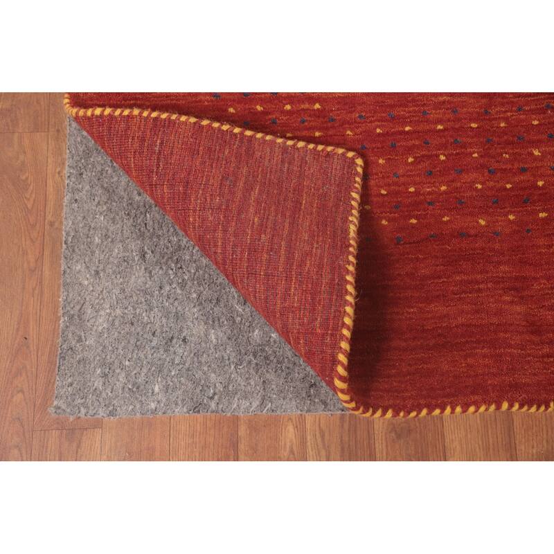 Gabbeh Area Rug Hand-Knotted Stripe Wool Carpet - 6'7"x 9'8"