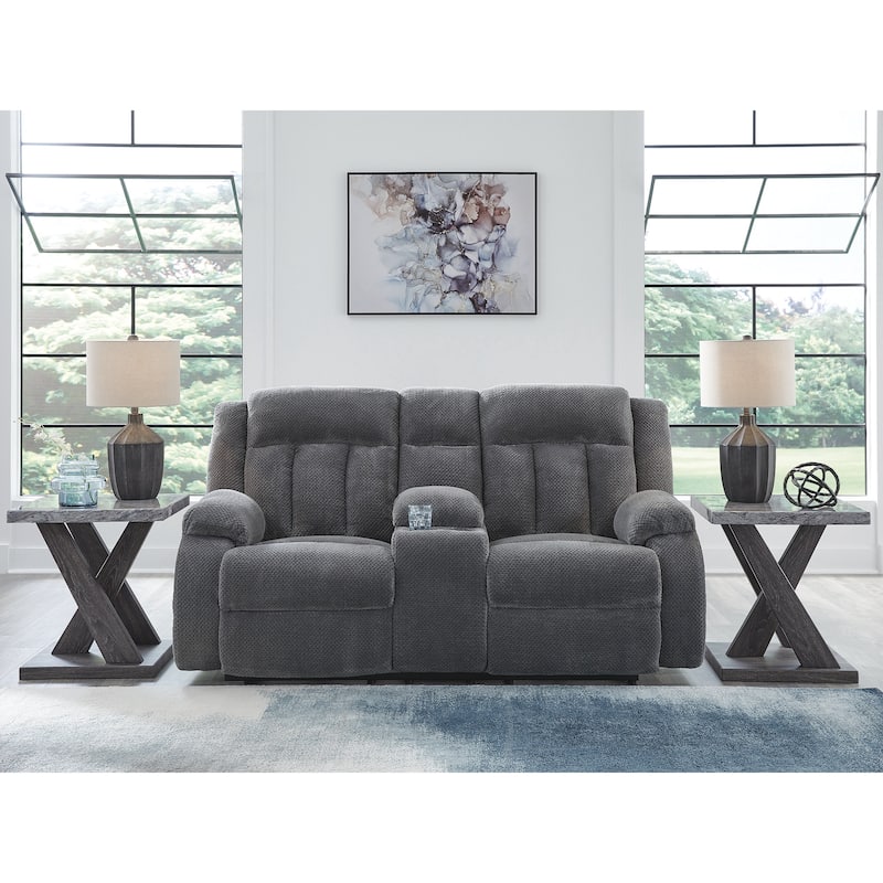 Signature Design by Ashley Free Wake Power Reclining Loveseat with Console - 75" W x 40" D x 40" H - Gray