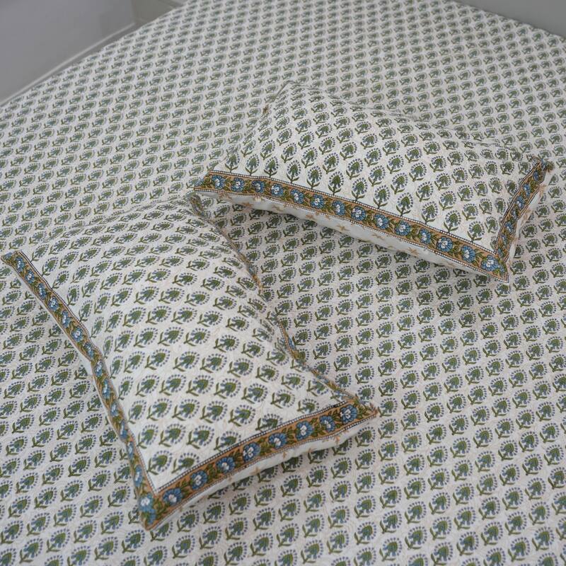 Fabdivine Handmade Block Print Flat Sheet or Bed Sheet Cotton Fabric Floral Home Decor