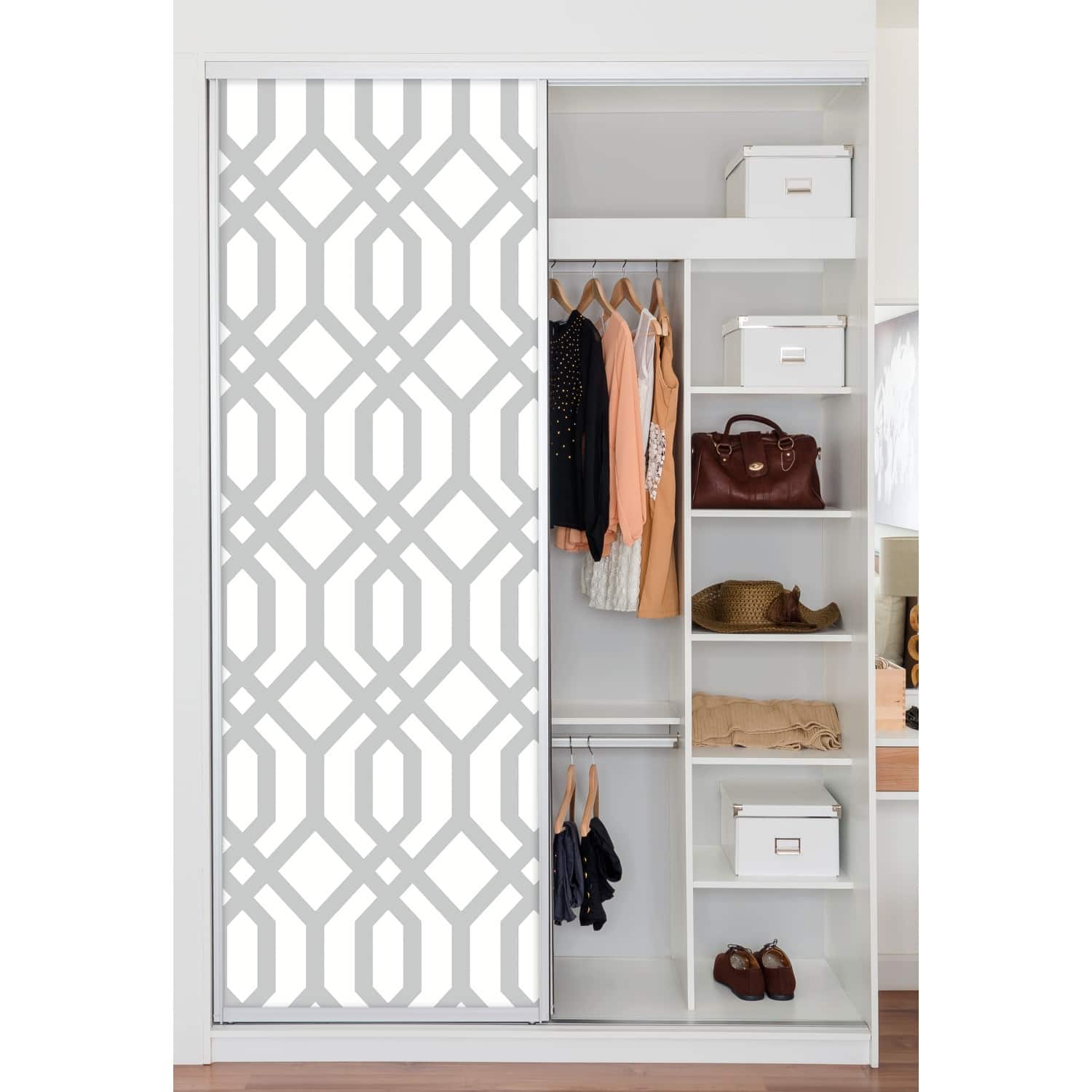 Grey & White Gazebo Lattice Peel & Stick Wallpaper - On Sale - Bed Bath