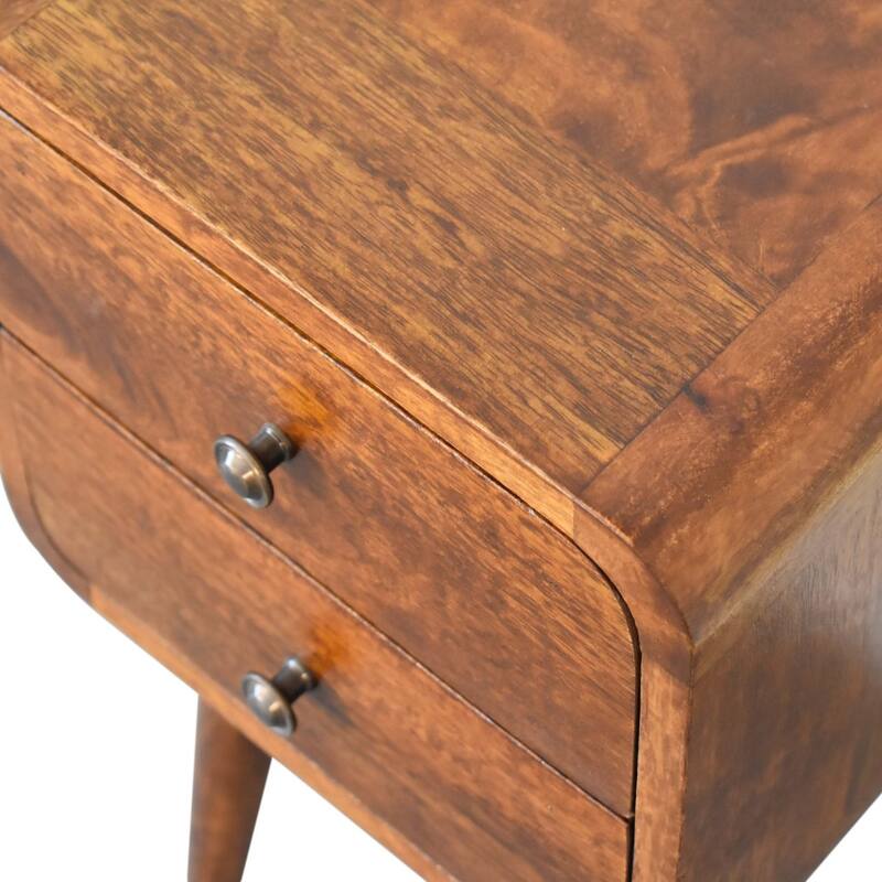 Artisan Furniture Solid Wood Mini Chestnut Curved Nightstand