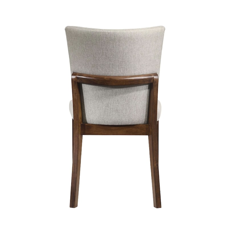 Lere Dining Chair Set of 2, Beige Fabric, Antique Style Brown Wood