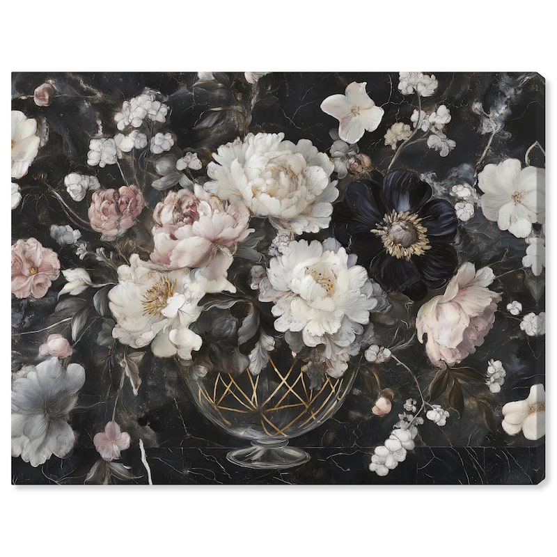 Peonies in Glass Vase Canvas by Art Remedy, Gallery Wrapped - 36" x 30"
