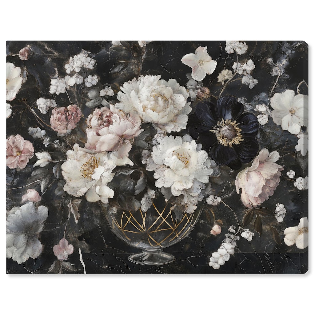 Peonies in Glass Vase Canvas by Art Remedy, Gallery Wrapped