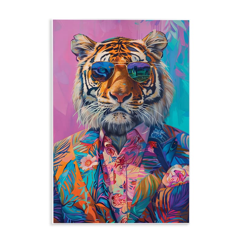 Stupell Bright Tropical Fashion Tiger Wall Plaque Art Design By LSR Design Studio - 10 x 15