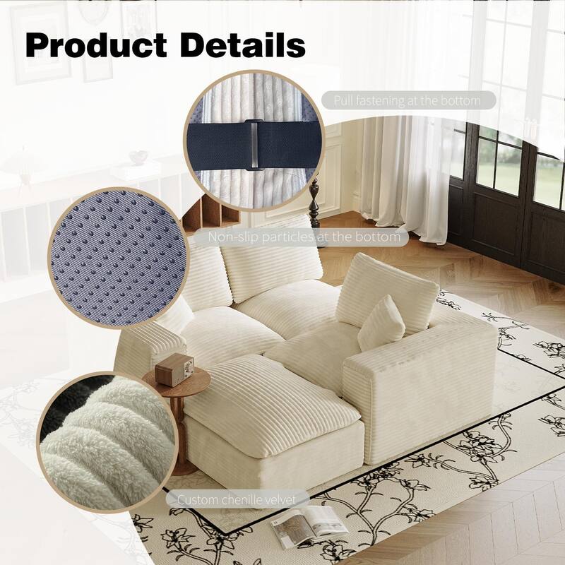 108" Cloud Sectional Couch with L-Shape Chaise, Left-right interchangeable, Modular Sofa with Deep Seat, Upholstered Couches