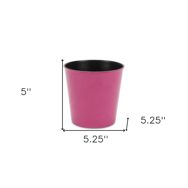 HomeRoots 5" Hot Pink Recycled Plastic Indoor Outdoor Round Pot Planter