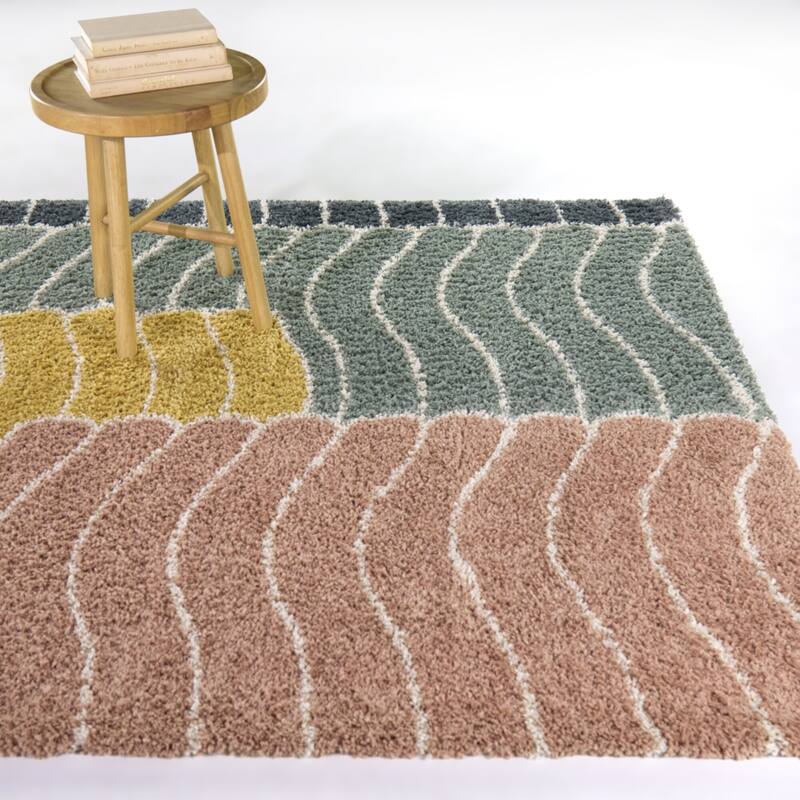 Susanna Abstract Shag Area Rug - 5'3" x 7' - Multicolor