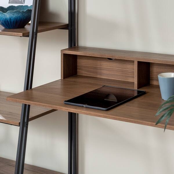 Shop Offex 2 Piece Home Office Wood Ladder Computer Desk And Bookcase Set Mocha Overstock 27282331