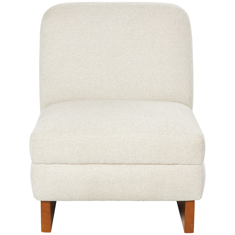 Polyester Boucle Accent Chair with Brown Wooden Legs - White - Roche River Decor - 28"W x 25"L x 31"H