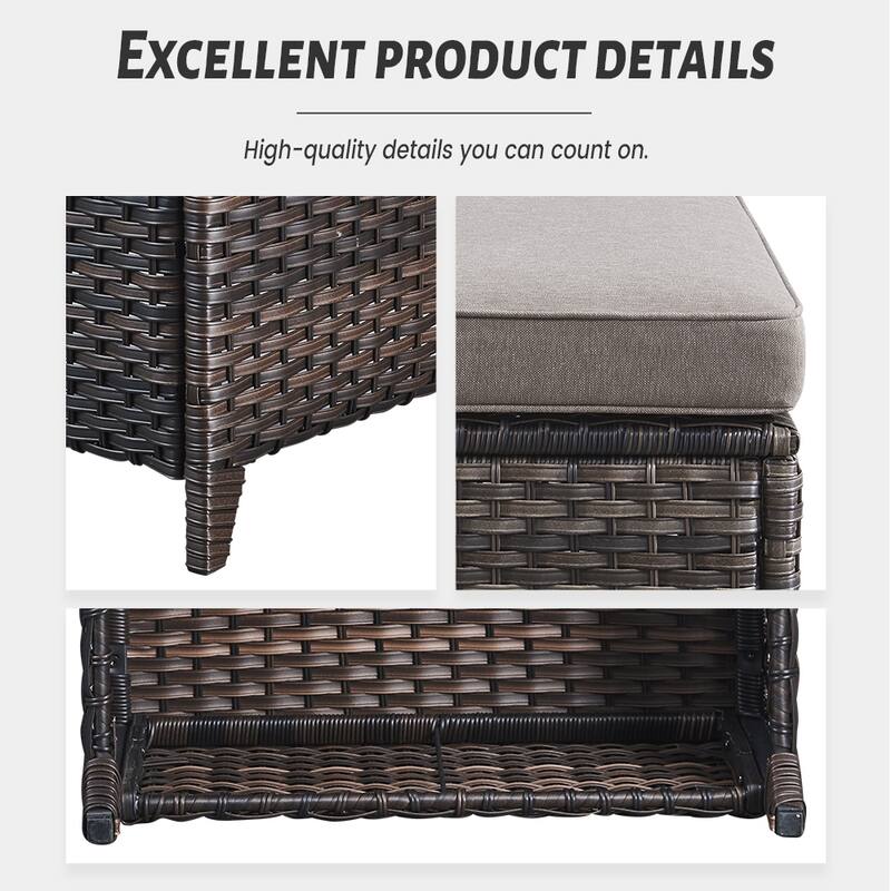 Gymojoy 2 Piece Outdoor Ottoman Wicker Patio Ottomans