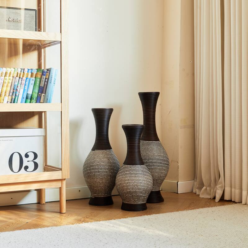Desktop Vase, High Independent Flower Stand, Artificial Vine Vase, PVC Floor Vase, Home Decoration Flower Stand Set of 3