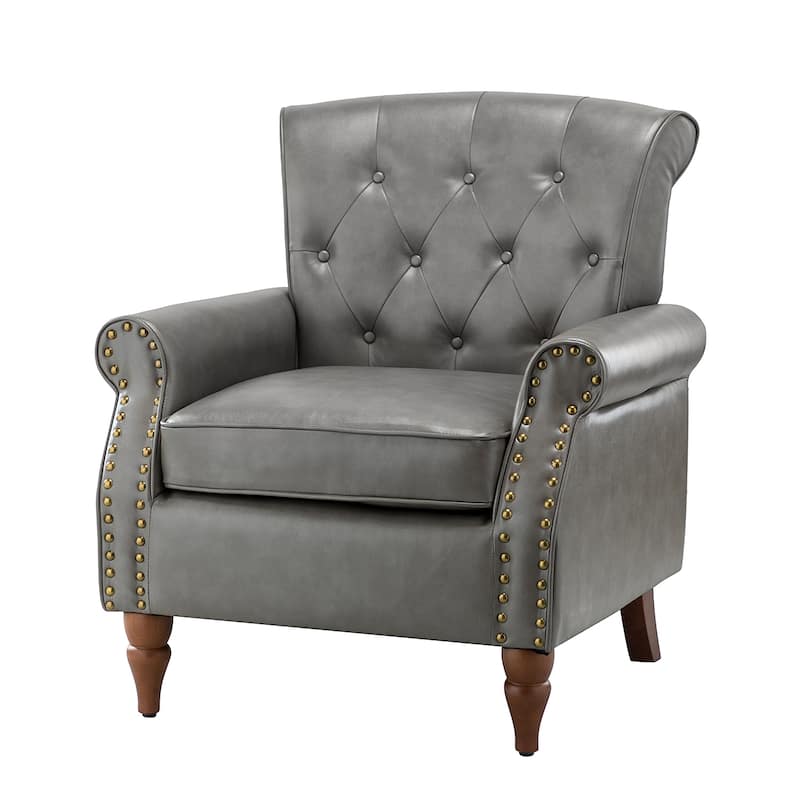 Mycenae Upholstered Accent Armchair with Nailhead Trim