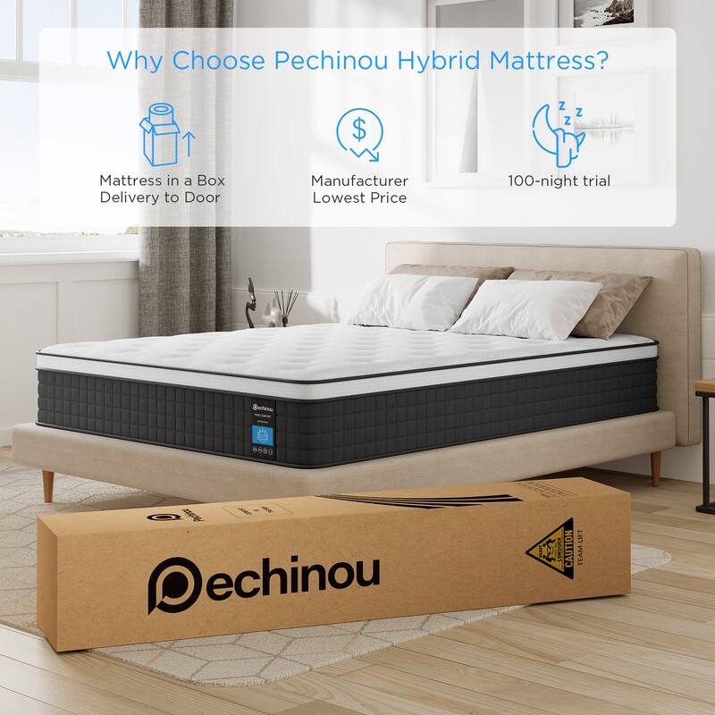 12 in Hybrid Mattress in a Box with Gel Memory Foam, Back Pain Relief & Cooling, Medium Firm Support