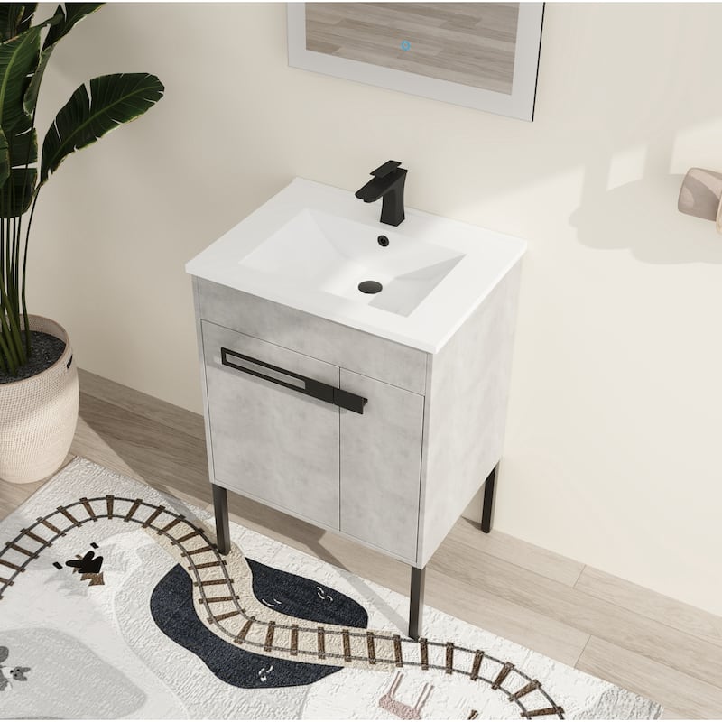 Malwee 24"/30"/36" FreeStanding Bathroom Vanity, Floor Stand Bathroom Vanity with Ceramic Top,Soft Close Door