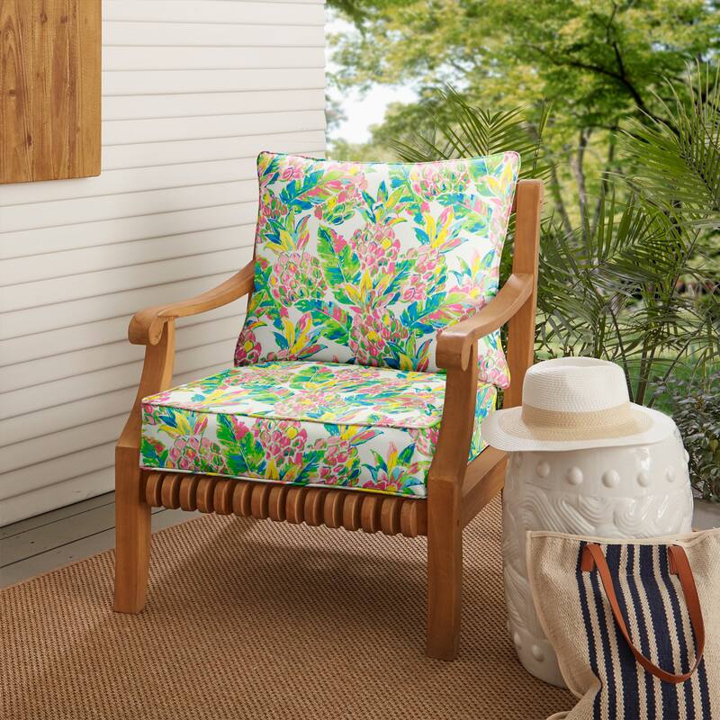 Indoor/Outdoor Deep Seating Corded Pillow and Cushion by Havenside Home - Pink, Blue, Yellow Pineapples