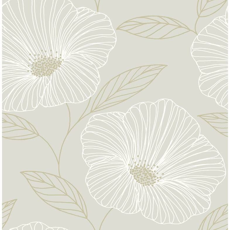 Brewster Mythic Light Grey Floral Wallpaper - 20.5in x 396in x 0.025in