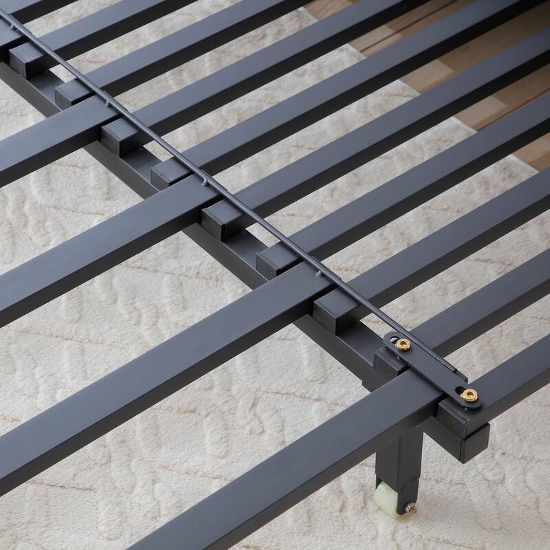 Convertible Loveseat Sleeper Sofa Couch with Metal Frame, 2-Seater Sofa Couch Black Pull-Out Sofa Bed with Armrests