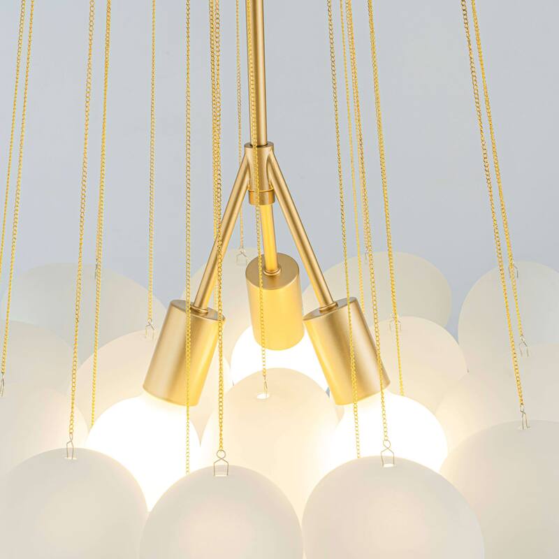 21 - Light Dimmable Frosted Glass Chandelier - 23.6 in. W x 48 in. H