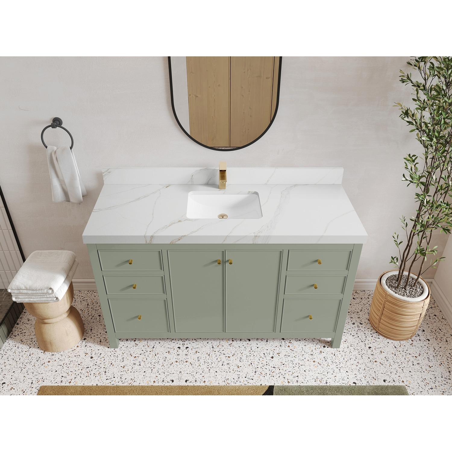 Willow Collections 60 in. W x 22 in. D Chicago Single Bowl Sink Bathroom Vanity with Countertop