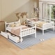 preview thumbnail 8 of 12, Twin Over Twin Rubber Wood Bunk Bed w/ 2 Drawers, Convertible into 2 Twin Beds w/ Ladder & Safety Guardrails, Grey White