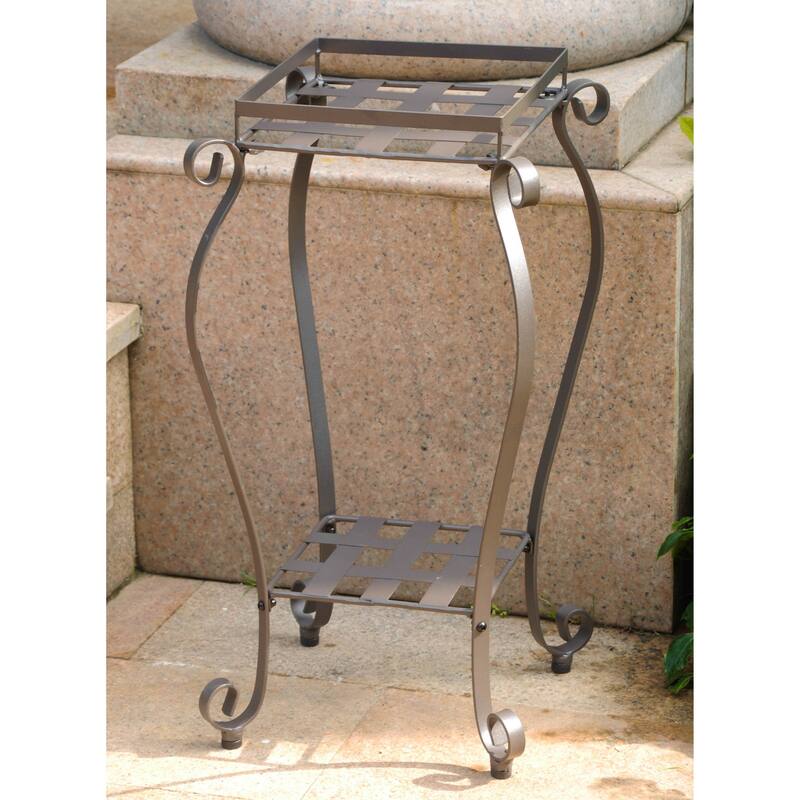 Mandalay Square Iron Plant Stand - Rustic Brown