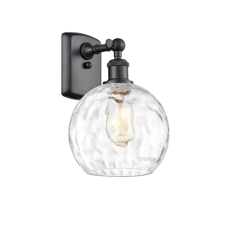 Innovations Lighting 516-1W-13-8 Athens Sconce Athens 13" Tall Wall - Matte Black / Clear Water Glass