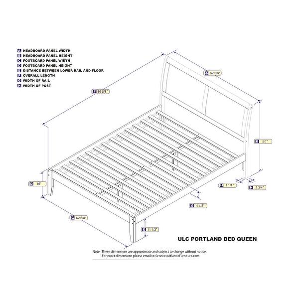 Portland Queen Platform Bed with Open Foot in Walnut Bed Bath