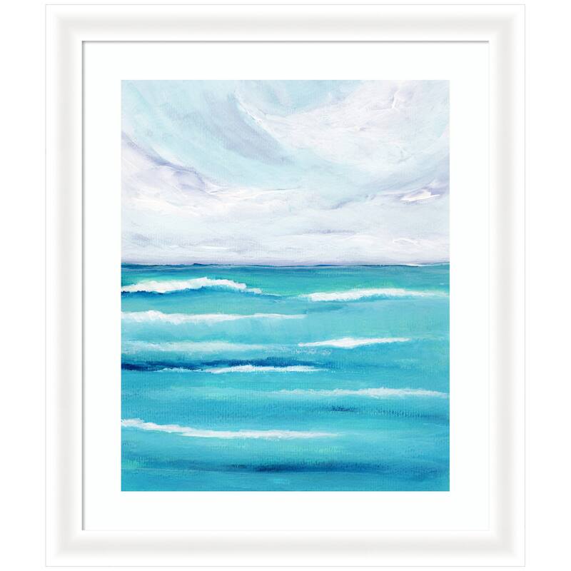 Kate and Laurel Framed Art Evening Ocean Waves by Nikita Jariwala - 23x27 - White