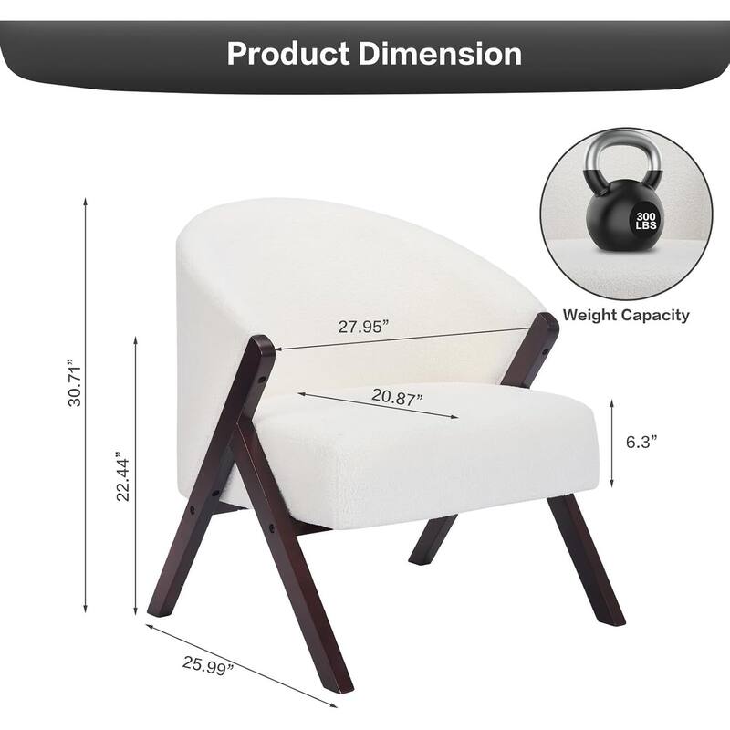 Mid Century Modern Upholstered Linen Fabric Accent Sofa Chair for Living Room